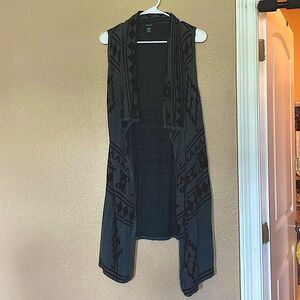 Bohemian grey & black shawl vest high low poncho tribal cowgirl country